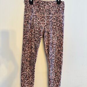Athleta Elation Floral Pattern Leggings - Pink and Black